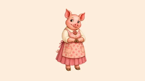 Watercolor illustration of Mama Petunia in a front-facing full-body pose