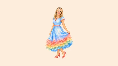 Watercolor illustration of Mom Shannon in a front-facing full-body pose
